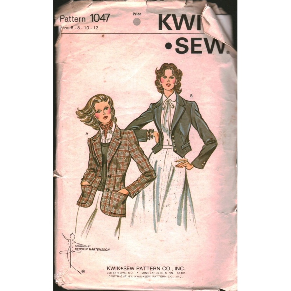 Kwik Sew 1047 Misses Blazer Sewing Pattern Kerstin Martensson 6-12 cut Vintage